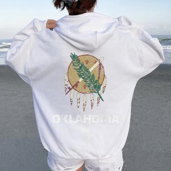 Drapeau D'oklahoma Sweat à capuche oversize pour femme avec imprimé dans le dos - Cadeauxyz