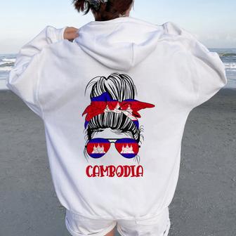 Drapeau Du Cambodge Pour Et Fille Khmer Pride Sweat à capuche oversize pour femme avec imprimé dans le dos - Cadeauxyz
