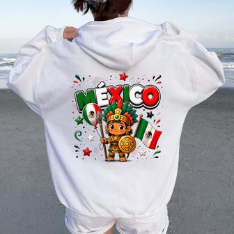 Drapeau Du Mexique Carte Mexicaine Pour Enfants Et Filles Sweat à capuche oversize pour femme avec imprimé dans le dos - Cadeauxyz