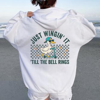 End Of The School Year End Silly Teacher Goose School Out Women Oversized Hoodie Back Print - Thegiftio UK