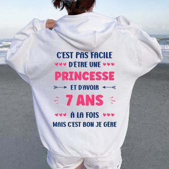 Enfant Fille 7 Ans Enfant Princesse Anniversaire Humour 7 Ans Sweat à capuche oversize pour femme avec imprimé dans le dos - Cadeauxyz