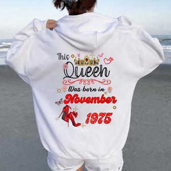 Esta Reina Nació En Noviembre 1975 Noviembre Cumpleaños Es Cuello Women Oversized Hoodie Back Print - Regaloses