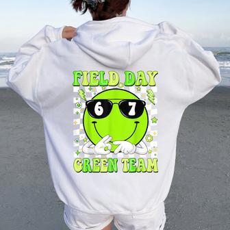 Field Day 67 Green Team Teacher Kids Boy Six Seven Fun Games Women Oversized Hoodie Back Print - Thegiftio UK
