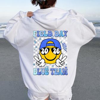 Field Day Blue Team For Teacher Kids Field Day Games Women Oversized Hoodie Back Print - Thegiftio UK