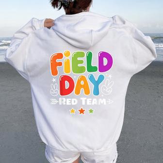 Field Day Red Team Kids Boys Girls Teacher Field Day Games Women Oversized Hoodie Back Print - Thegiftio UK