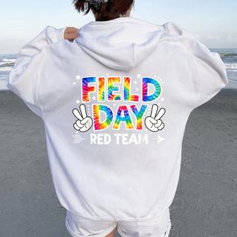 Field Day Red Team Peace Hand Tie Dye Kid Women Oversized Hoodie Back Print - Thegiftio UK