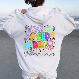 Field Day Yellow Team For Teacher Kids Field Day Games Women Oversized Hoodie Back Print - Thegiftio UK