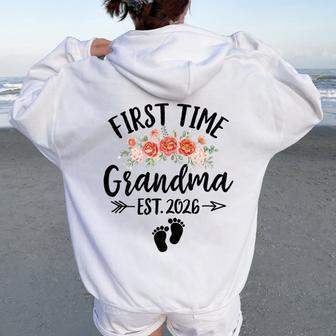 First Time Grandma 2026 Promoted To Grandma 2026 Women Oversized Hoodie Back Print - Thegiftio UK