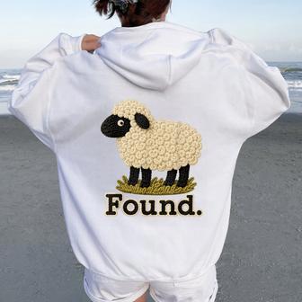 Found Sheep Psalm 23 Christian Faith Women Oversized Hoodie Back Print - Thegiftio UK