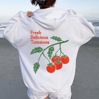 Fresh Delicious Tomatoes Tomato Lover Women Women Oversized Hoodie Back Print - Thegiftio UK