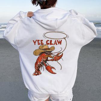 Lobster Humor Crawfish Cowboy Yee Claw Women Oversized Hoodie Back Print | Seseable UK