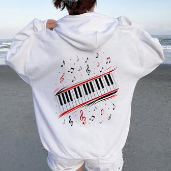 Piano Beat Music Cosplay Keyboard Player Women Women Oversized Hoodie Back Print | Mazezy