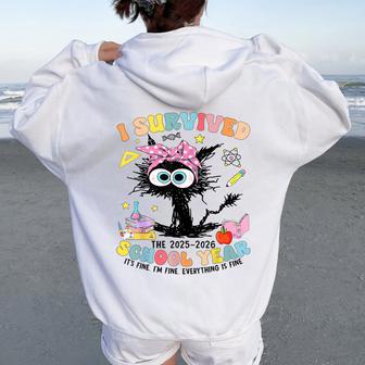 Teacher I Survived Last Day Of The School Year 2026 Women Oversized Hoodie Back Print - Thegiftio UK