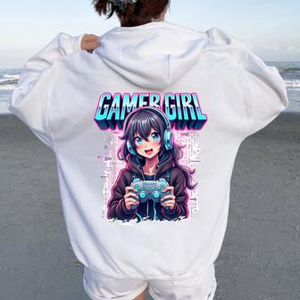Gamer Girl Gaming Anime Jeuidéo Mignon S Filles Sweat à capuche oversize pour femme avec imprimé dans le dos - Cadeauxyz