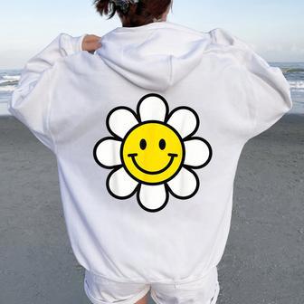 Giallo Feliceorridenteorrisoiso Margherita Flower Bambini Ragazza Felpa con cappuccio oversize da donna con stampa posteriore - Novitaregali
