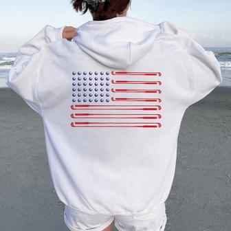 Gofl Usa Flag Golf Player Golf Clubs & Golf Balls Woman Women Oversized Hoodie Back Print - Thegiftio UK