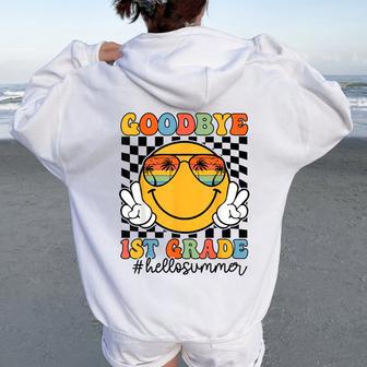 Goodbye 1St Grade Hello Summer 2025 First Grade Graduation Women Oversized Hoodie Back Print - Thegiftio UK