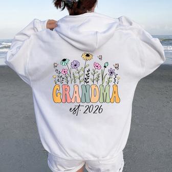 Grandma Est 2026 Wildflower Promoted To Grandma Women Oversized Hoodie Back Print - Thegiftio UK
