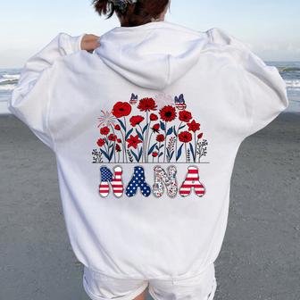 Groovy Nana 4Th Of July Patriotic Floral Mother's Day Women Oversized Hoodie Back Print - Thegiftio UK