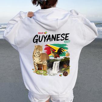 Guyanese Roots Outfit Idea For & Guyana Flag Women Oversized Hoodie Back Print - Thegiftio UK