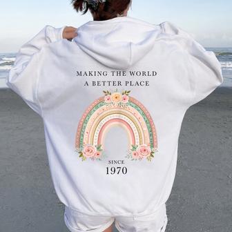 Hacer Del Mundo Un Lugar Mejor Desde 1970 Cumpleaños De Es Women Oversized Hoodie Back Print - Regaloses