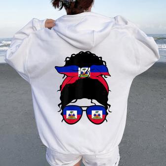 Haitian Girl Haiti Haitian Flag Proud Haitian Woman Women Oversized Hoodie Back Print - Thegiftio UK