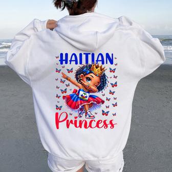 Haitian Princess Dabbing Pour Filles Et Enfants Sweat à capuche oversize pour femme avec imprimé dans le dos - Cadeauxyz
