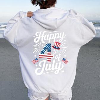 Happy 4Th Of July Patriotic American Flag Usa Kids Women Oversized Hoodie Back Print - Thegiftio UK