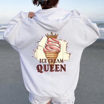 Ice Cream Queen Amante Del Gelato Regina Del Gelato Felpa con cappuccio oversize da donna con stampa posteriore - Novitaregali