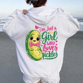 I'm Just A Girl Who Loves Pickles Cute Pickle Lover Women Oversized Hoodie Back Print - Thegiftio UK