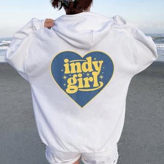 Indianapolis Retro Girl Throwback Indy Girls Women Oversized Hoodie Back Print - Thegiftio UK