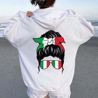 Italian Girl Italy Italian Flag Italia Ragazza Italiana Women Oversized Hoodie Back Print - Thegiftio UK