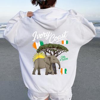 Ivorian Roots Tenue Pour Motif Éléphant Et Drapeau De La Côte D'ivoire Sweat à capuche oversize pour femme avec imprimé dans le dos - Cadeauxyz