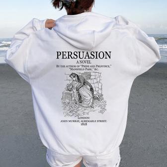 Jane Austen Persuasion Portada De Libro Literatura Clásica Cuello Women Oversized Hoodie Back Print - Regaloses