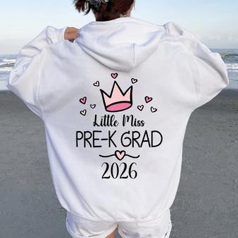 Kids Little Miss Pre-K Grad 2026 Preschool Prek Graduation Women Oversized Hoodie Back Print - Thegiftio UK