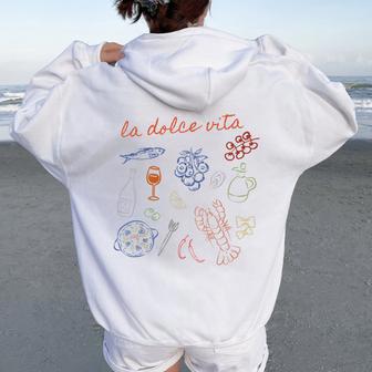 La Dolce Vita Cute Italy Ciao Bella Girl Summer Ocean Style Women Oversized Hoodie Back Print - Thegiftio UK