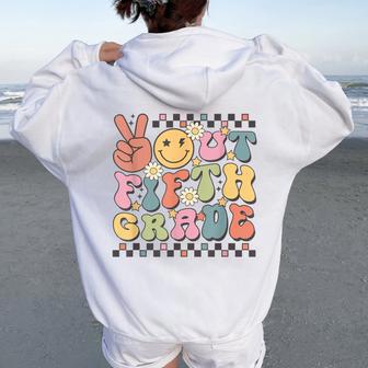Last Day Of 5Th Grade Peace Out Fifth Grade Graduation Women Oversized Hoodie Back Print - Thegiftio UK