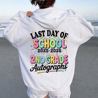 Last Day Of School 2Nd Grade Graduation Autographs 2026 Women Oversized Hoodie Back Print - Thegiftio UK