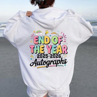 Last Day Of School Graduation Autographs 2026 Teacher Women Oversized Hoodie Back Print - Thegiftio UK
