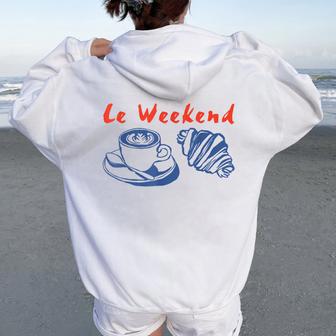 Le Weekend Retro Graphic For Coffee Lover Women Women Oversized Hoodie Back Print - Thegiftio UK