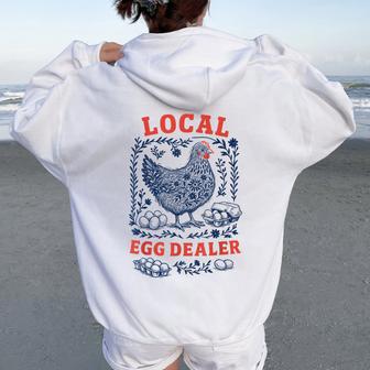 Local Egg Dealer Chicken Coop Farmer Women Oversized Hoodie Back Print - Thegiftio