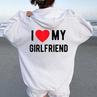 I Love My Girlfriend Mignon Assortialentine Boyfriend Sweat à capuche oversize pour femme avec imprimé dans le dos - Cadeauxyz