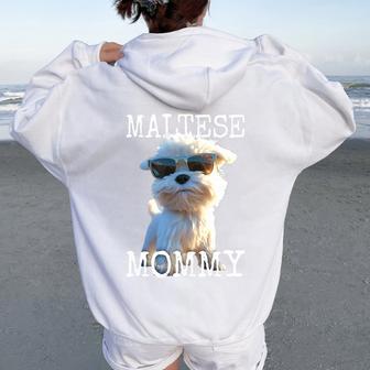 Maltese Mommy Perros Mamá Día De La Madre Mom Dulce Maltés Women Oversized Hoodie Back Print - Regaloses
