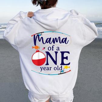 Mama Of The Big One Fishing O-Fish-Ally Birthday Boy Family Women Oversized Hoodie Back Print - Thegiftio UK