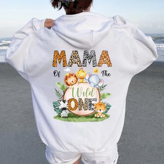 Mama Of The Wild One Safari Jungle 1St Birthday Matching Women Oversized Hoodie Back Print - Thegiftio UK