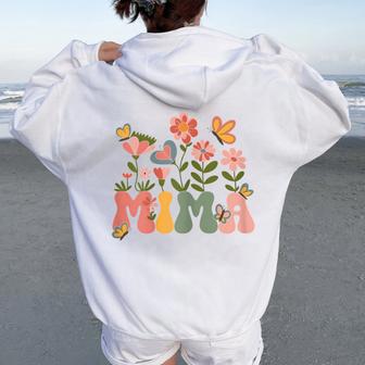 Mima Grandma Wildflower Retro Groovy Floral Mima Women Oversized Hoodie Back Print - Thegiftio UK