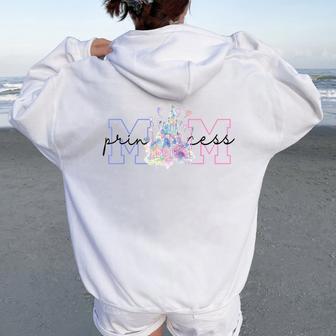 Mom Of The Birthday Girl Mom Princess Women Oversized Hoodie Back Print - Thegiftio UK
