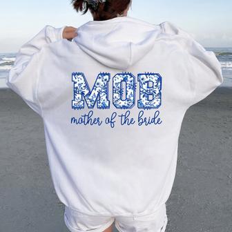 Mother Of The Bride Mod Toile Floral Matching Wedding Party Women Oversized Hoodie Back Print | Mazezy