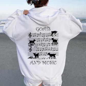Musique Et Chèvres Musicien Notes De Musique Sweat à capuche oversize pour femme avec imprimé dans le dos - Cadeauxyz