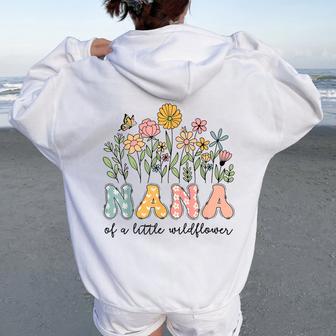 Nana Of The Little Wildflower Baby Birthday Floral Women Oversized Hoodie Back Print - Thegiftio UK